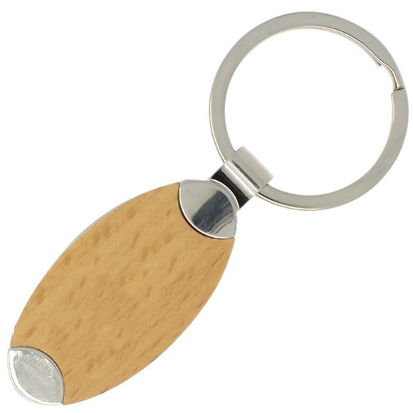 Maple & Silver Keychain - Oval