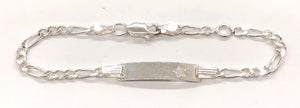 ID Bracelet Star 6" Sterling Silver - 3/23 Figaro80