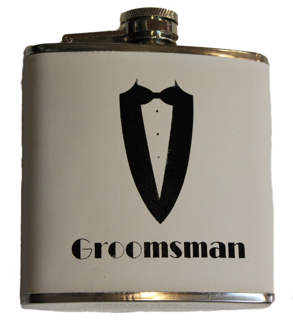 6oz Wedding Party Flask - Groomsman, Tuxedo.