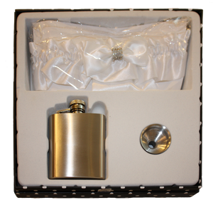 3oz Flask Set with White Garter 3pc.