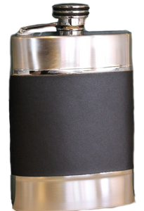 Flask - 2-Tone w/ Black Leather - 6oz