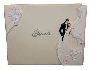 Guest Book - Wedding Couple - White - Resin