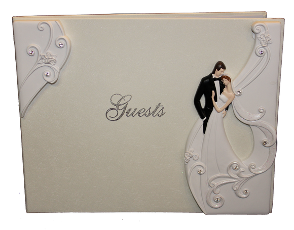 Guest Book - Wedding Couple - White - Resin