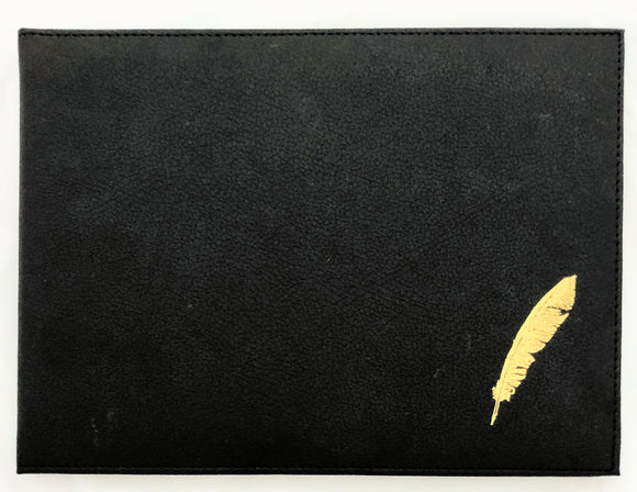 Guest Book - Black w/gold feather