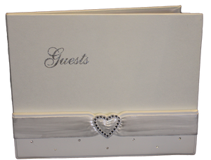 Guest Book - Heart Clasp - White - Resin