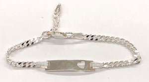 ID Bracelet Heart 6" Sterling Silver - 3/23 Curb80