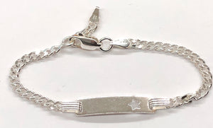 ID Bracelet Star 6" Sterling Silver - 3/23 Curb80