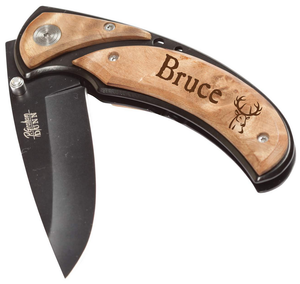 Knife - 3" Black Blade, Burl Wood