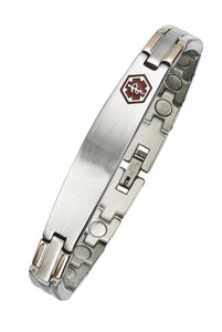 Alpine Medical Alert Magnetic Bracelet - Brushed Silver/RoseGold Stainless Steel